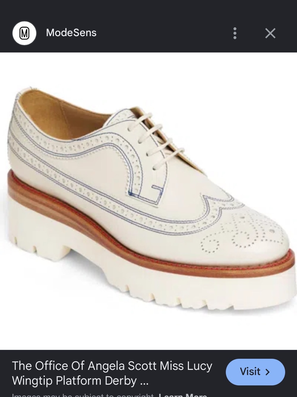 The Office of Angela Scott Miss Lucy Derby Cream Oxfords Platform Size 37 EUC